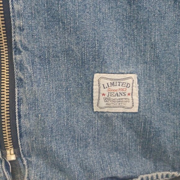 Vintage Limited Jeans Denim Hooded Jacket L Made Hong Kong Patchwork Y2K 90's - Picture 4 of 9